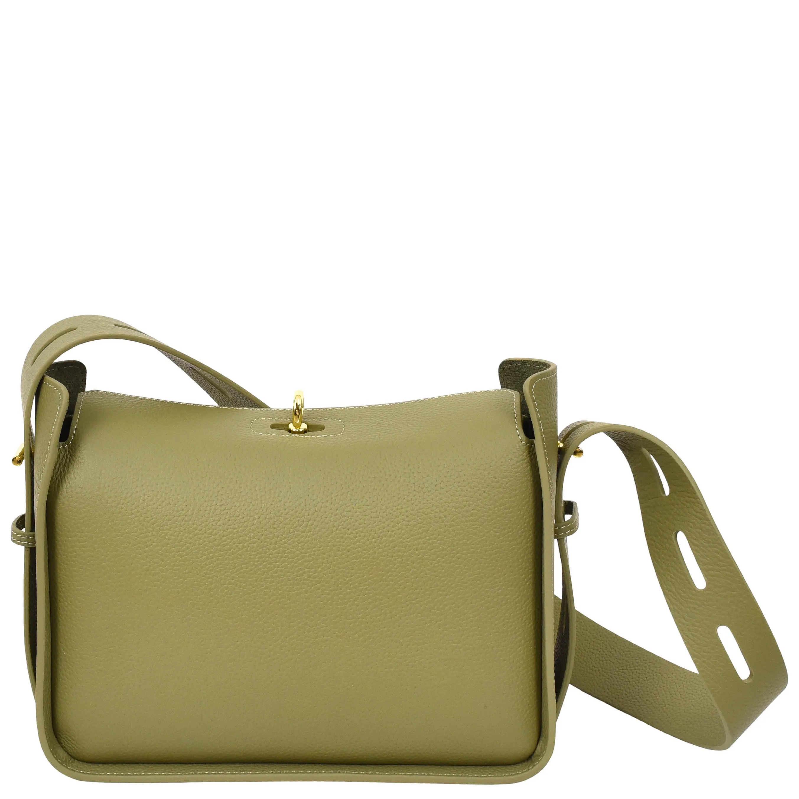 Womens Real Leather Shoulder Bag Casual Box Shape Hobo Handbag A060 Olive Green