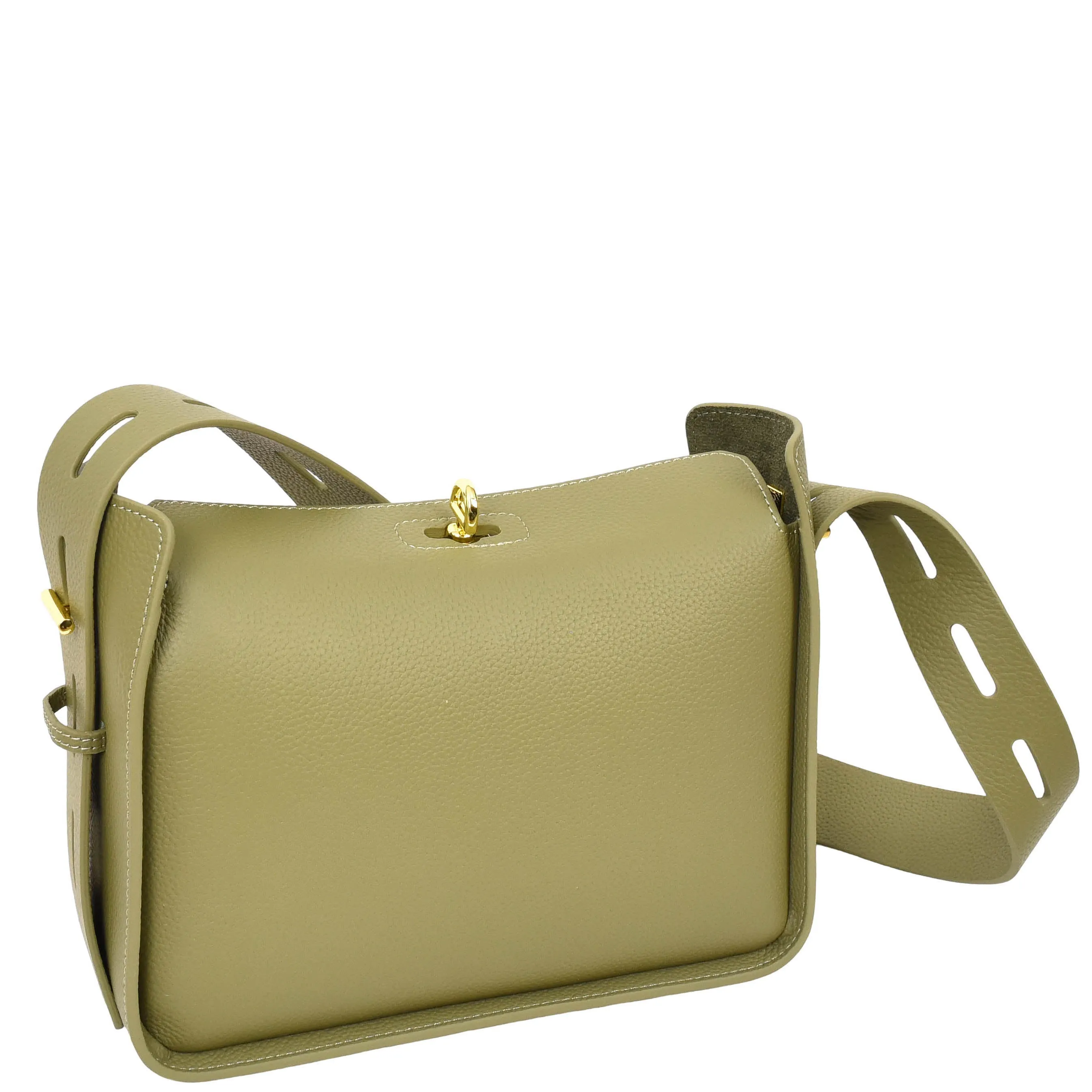 Womens Real Leather Shoulder Bag Casual Box Shape Hobo Handbag A060 Olive Green
