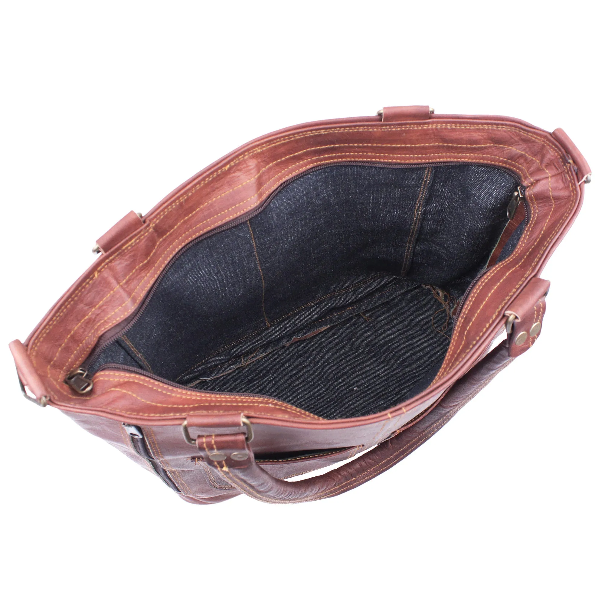 Women's Vintage Dark Brown Leather Tote