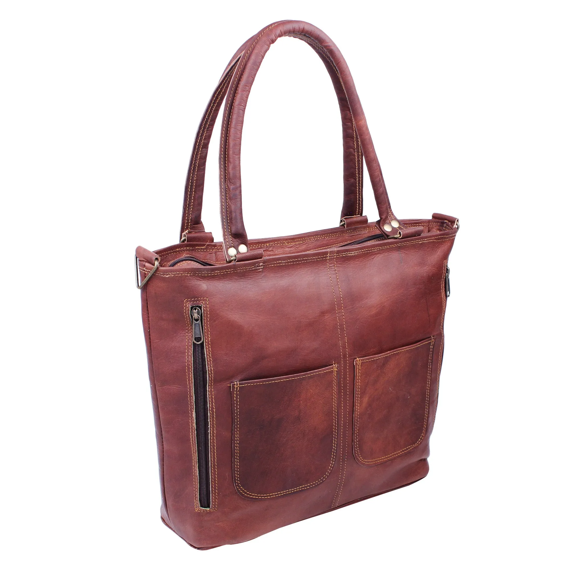 Women's Vintage Dark Brown Leather Tote
