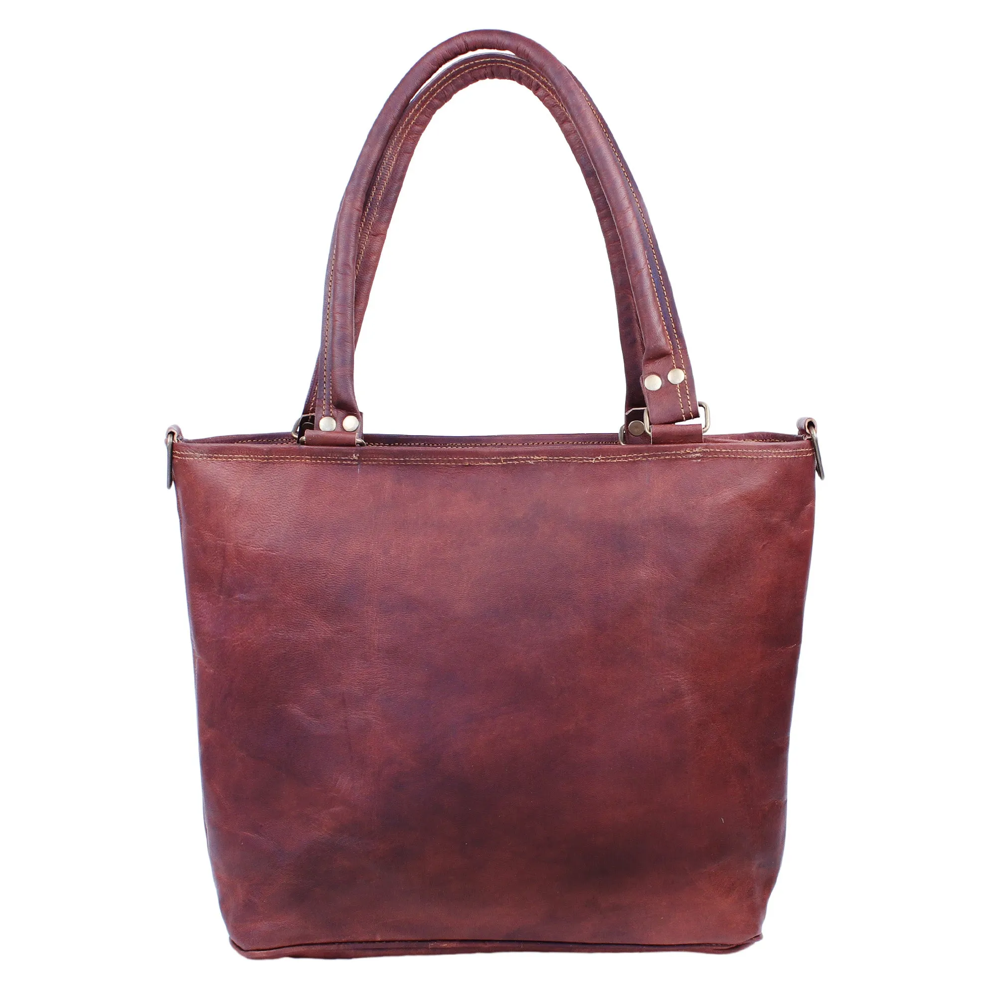 Women's Vintage Dark Brown Leather Tote