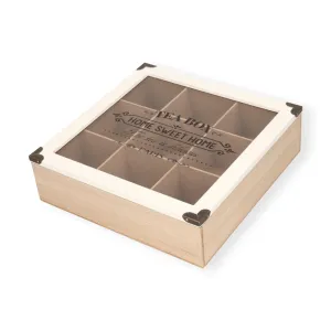 Wooden Tea Box Tea Chest With 9 Compartments White/Brown