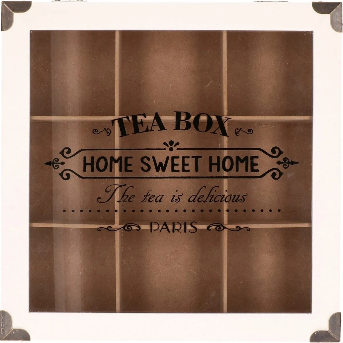 Wooden Tea Box Tea Chest With 9 Compartments White/Brown
