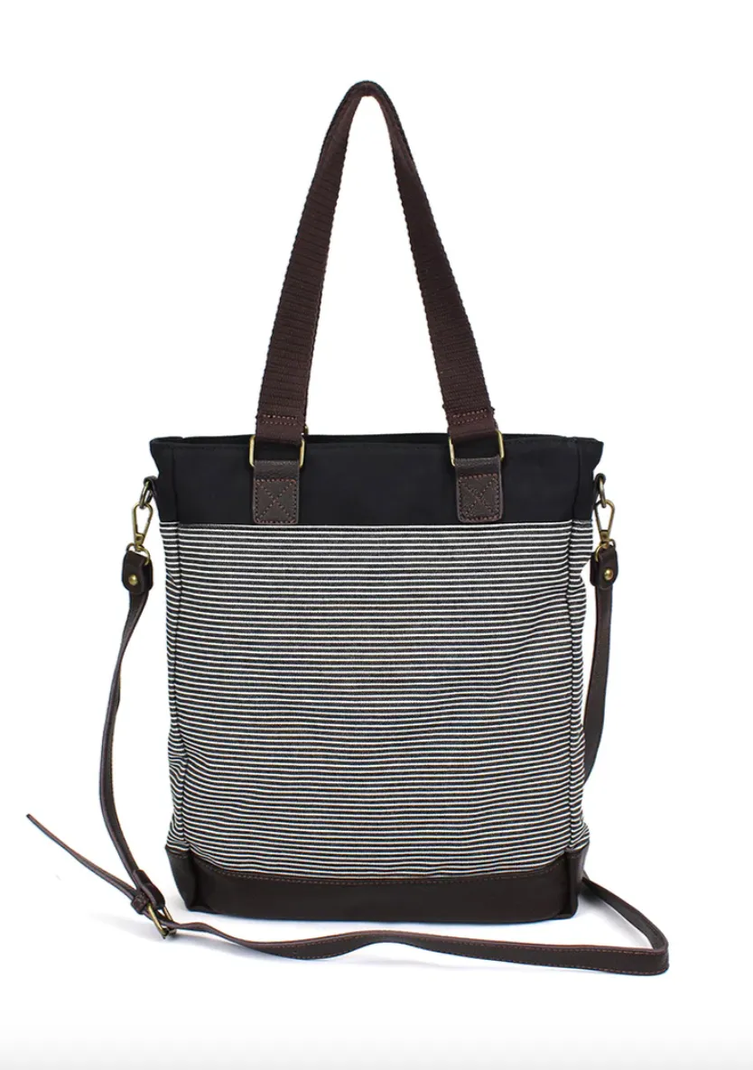 Work Tote - Owl olive stripe