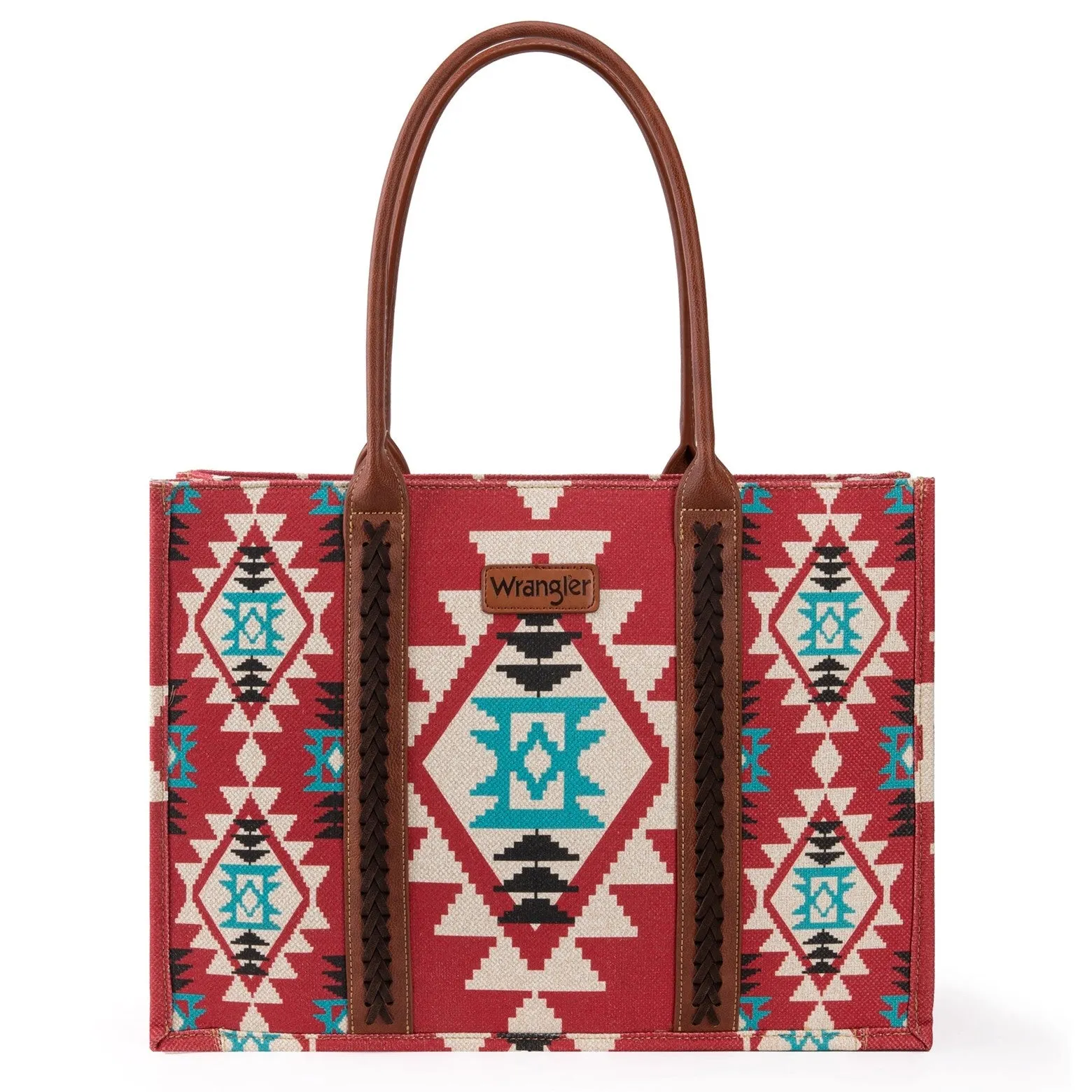 Wrangler Burgundy Southwestern Print Dual Sided Wide Tote
