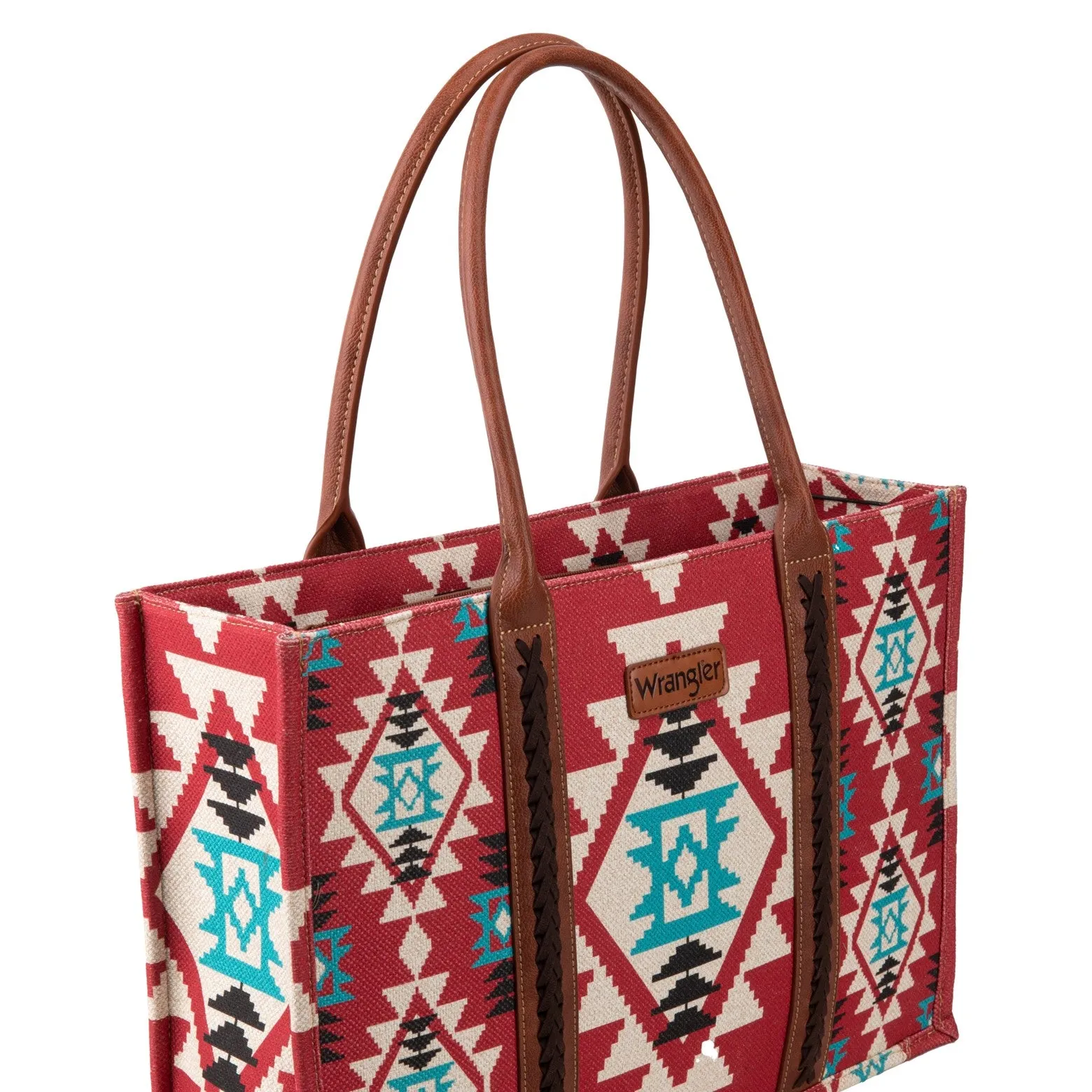 Wrangler Burgundy Southwestern Print Dual Sided Wide Tote