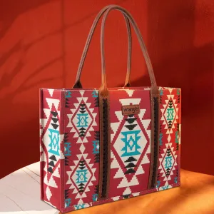 Wrangler Burgundy Southwestern Print Dual Sided Wide Tote
