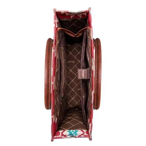 Wrangler Burgundy Southwestern Print Dual Sided Wide Tote