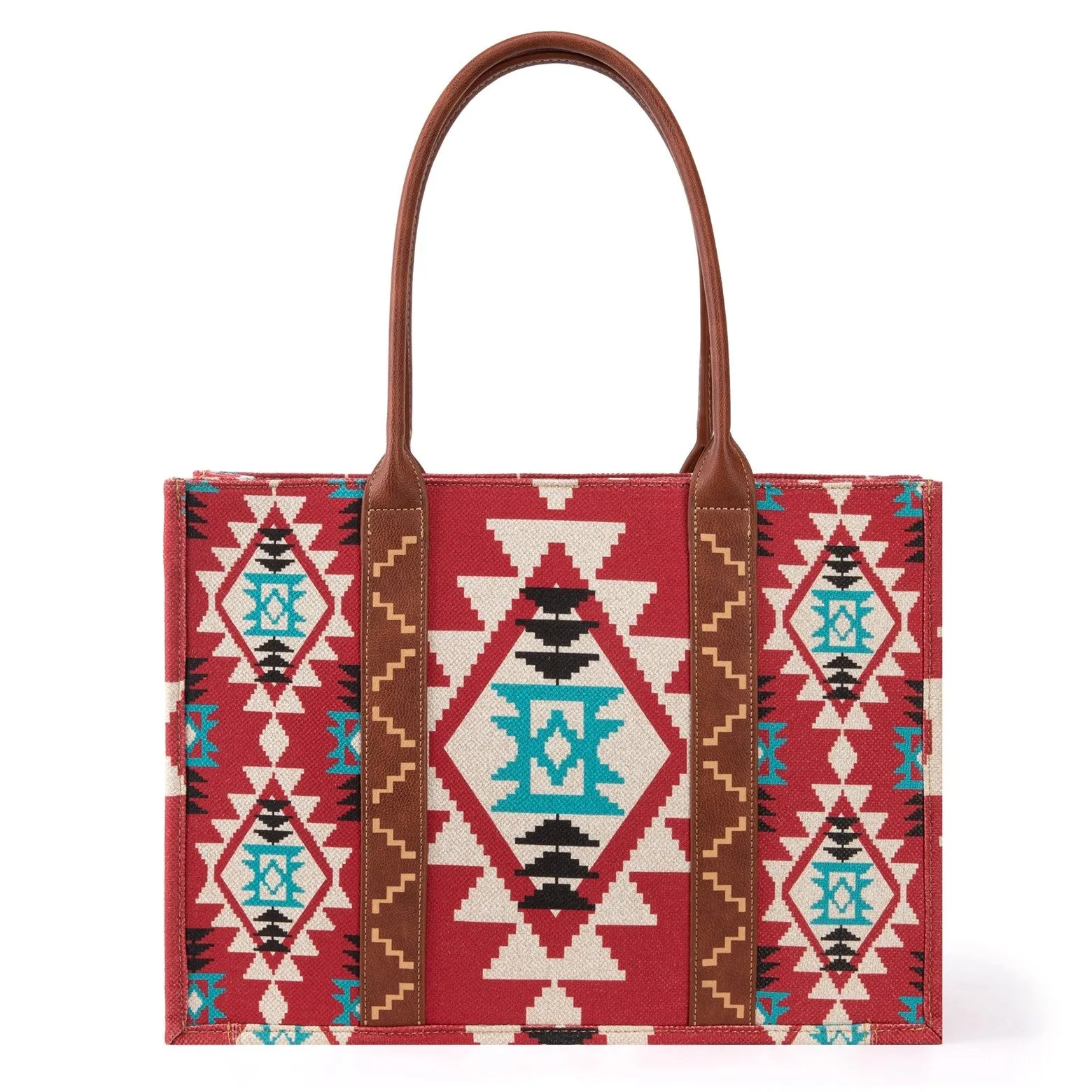 Wrangler Burgundy Southwestern Print Dual Sided Wide Tote