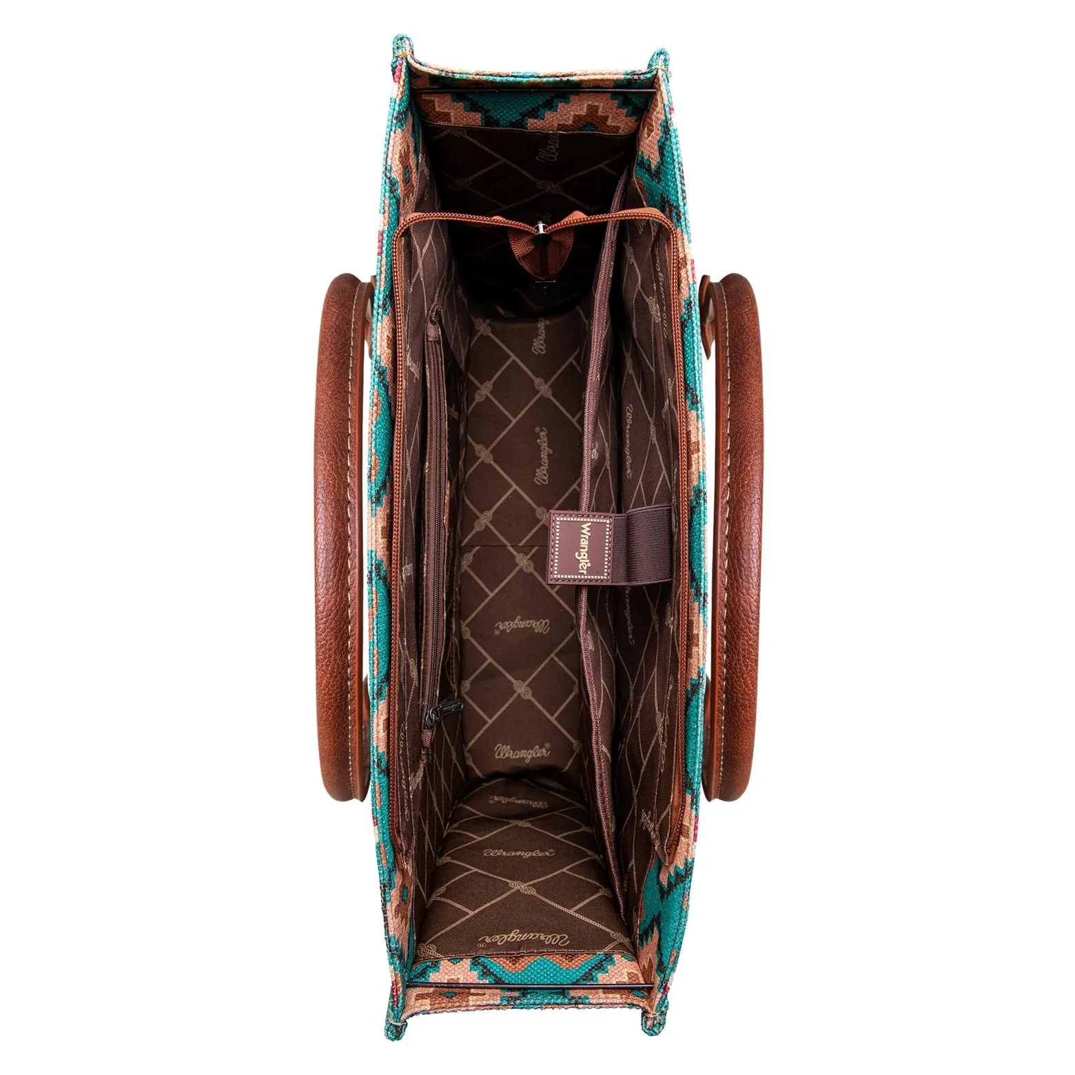 Wrangler Turquoise Southwestern Print Dual Sided Wide Tote
