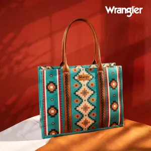 Wrangler Turquoise Southwestern Print Dual Sided Wide Tote