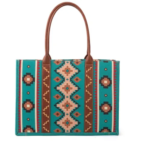 Wrangler Turquoise Southwestern Print Dual Sided Wide Tote