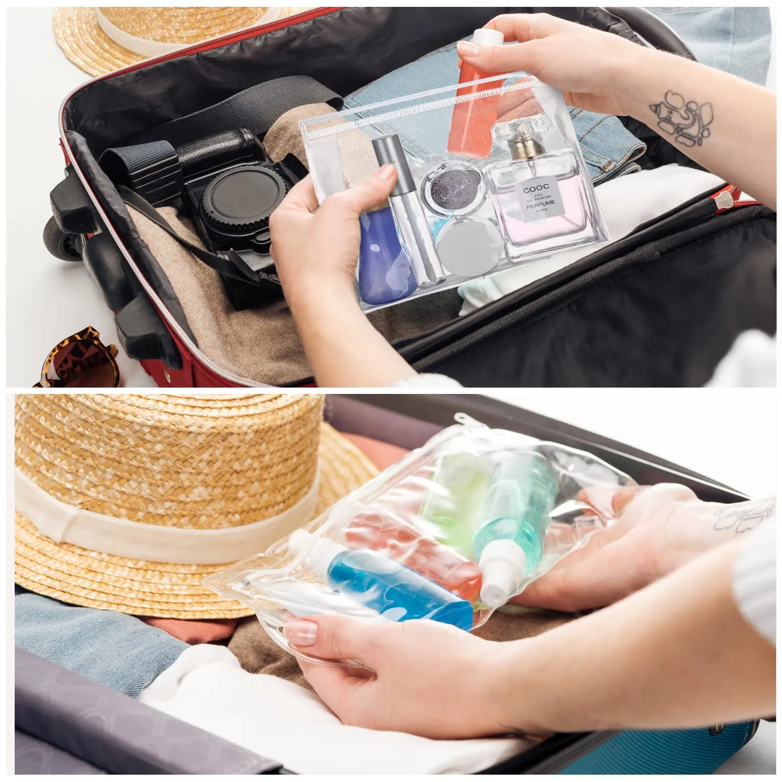 Xuniea 50 Pieces Mini Clear Makeup Bag Small Clear Zipper Pouch Travel Bag for Toiletries Plastic Cosmetic Organizer Waterproof for Women Men Vacation(5.9'',Transparent)