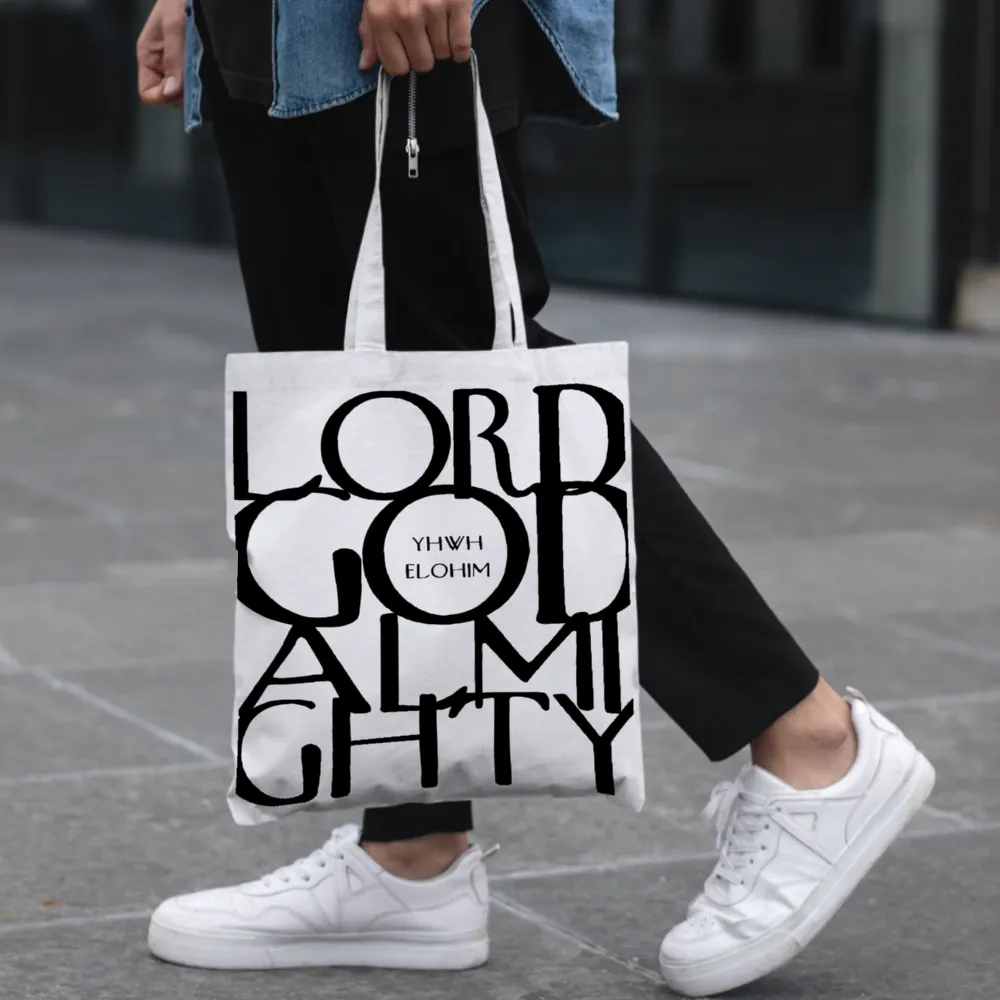 YHWH Elohim Lord God Almighty New Yorker Style Canvas Tote Bag, Christian Canvas Bag, Bible Bag