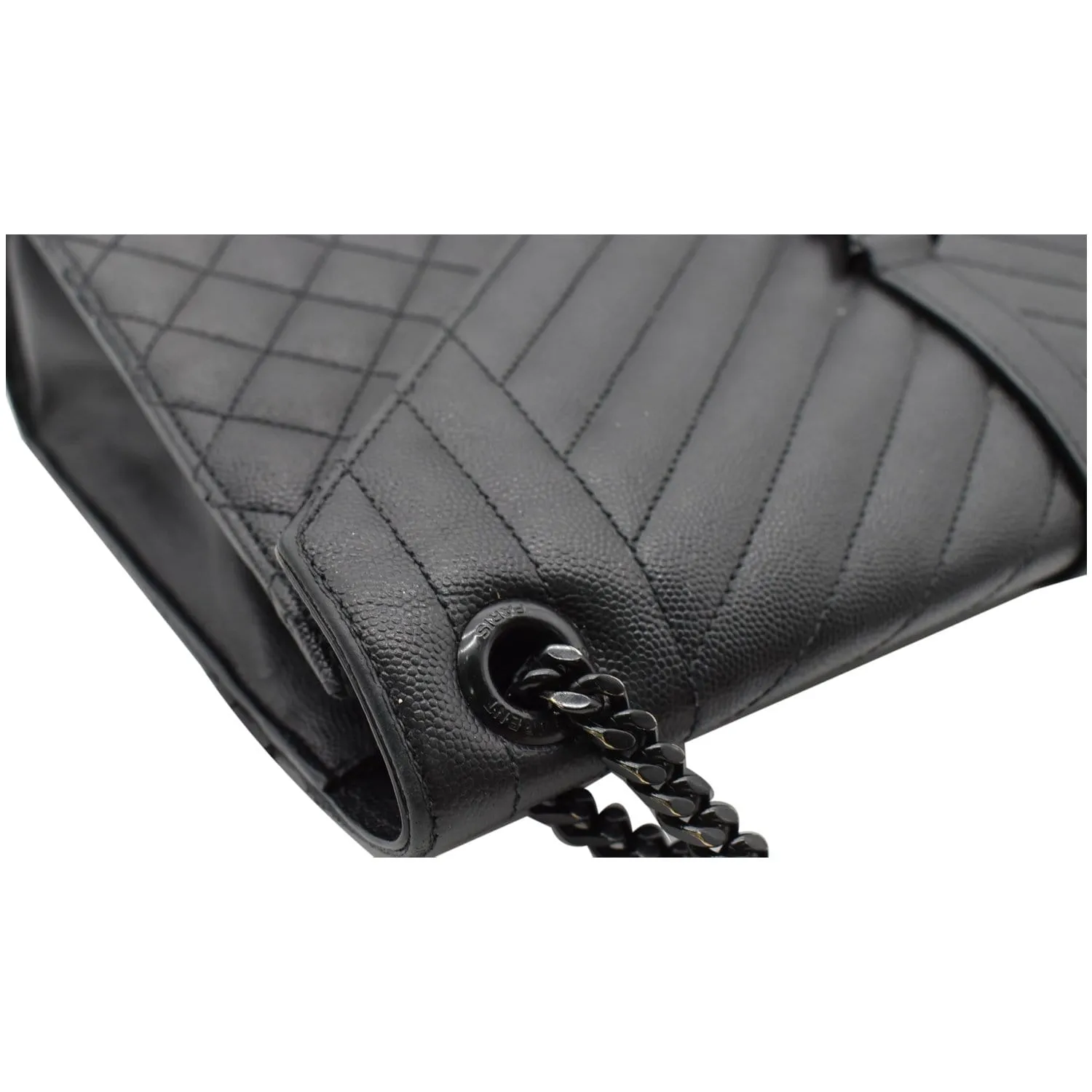 YVES SAINT LAURENT Envelope Large Grain De Poudre Leather Shoulder Bag Black
