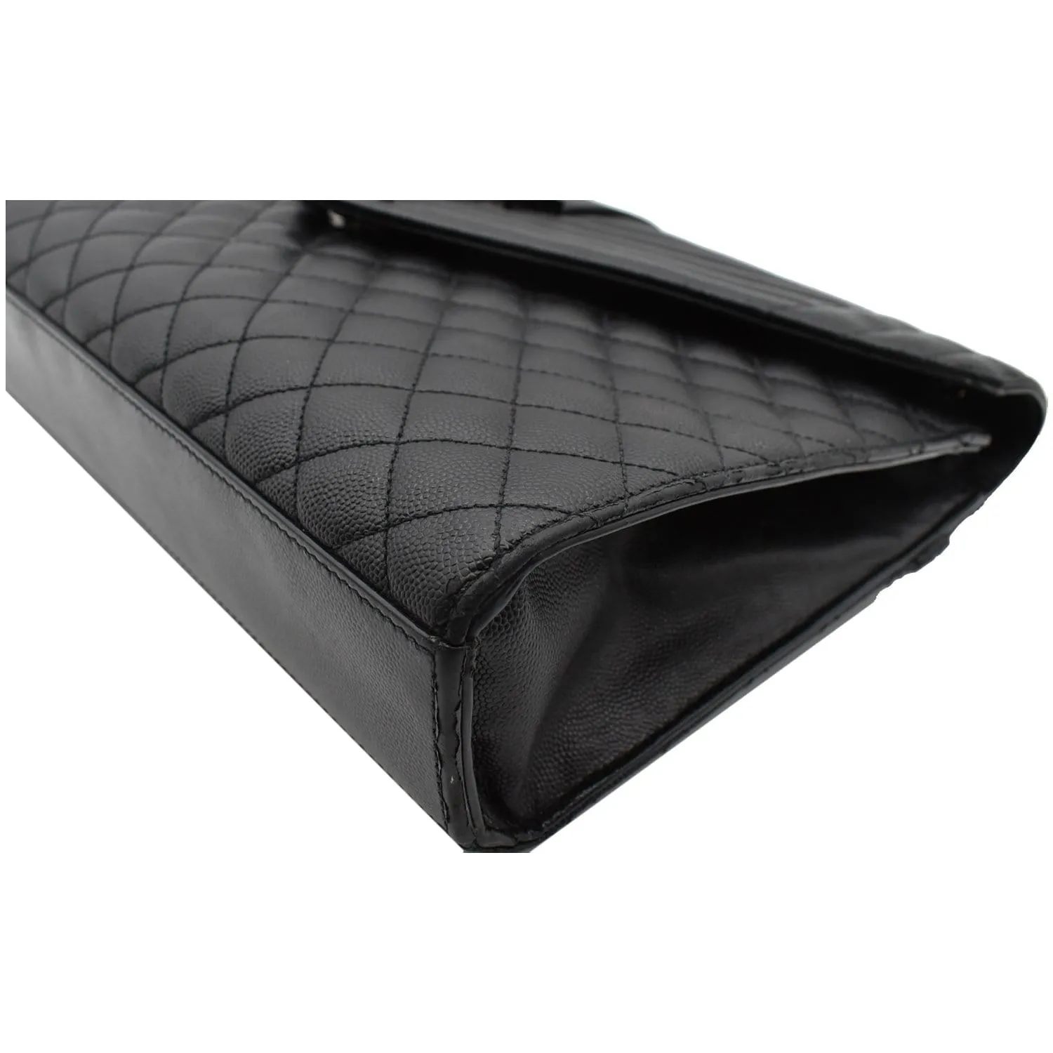YVES SAINT LAURENT Envelope Large Grain De Poudre Leather Shoulder Bag Black