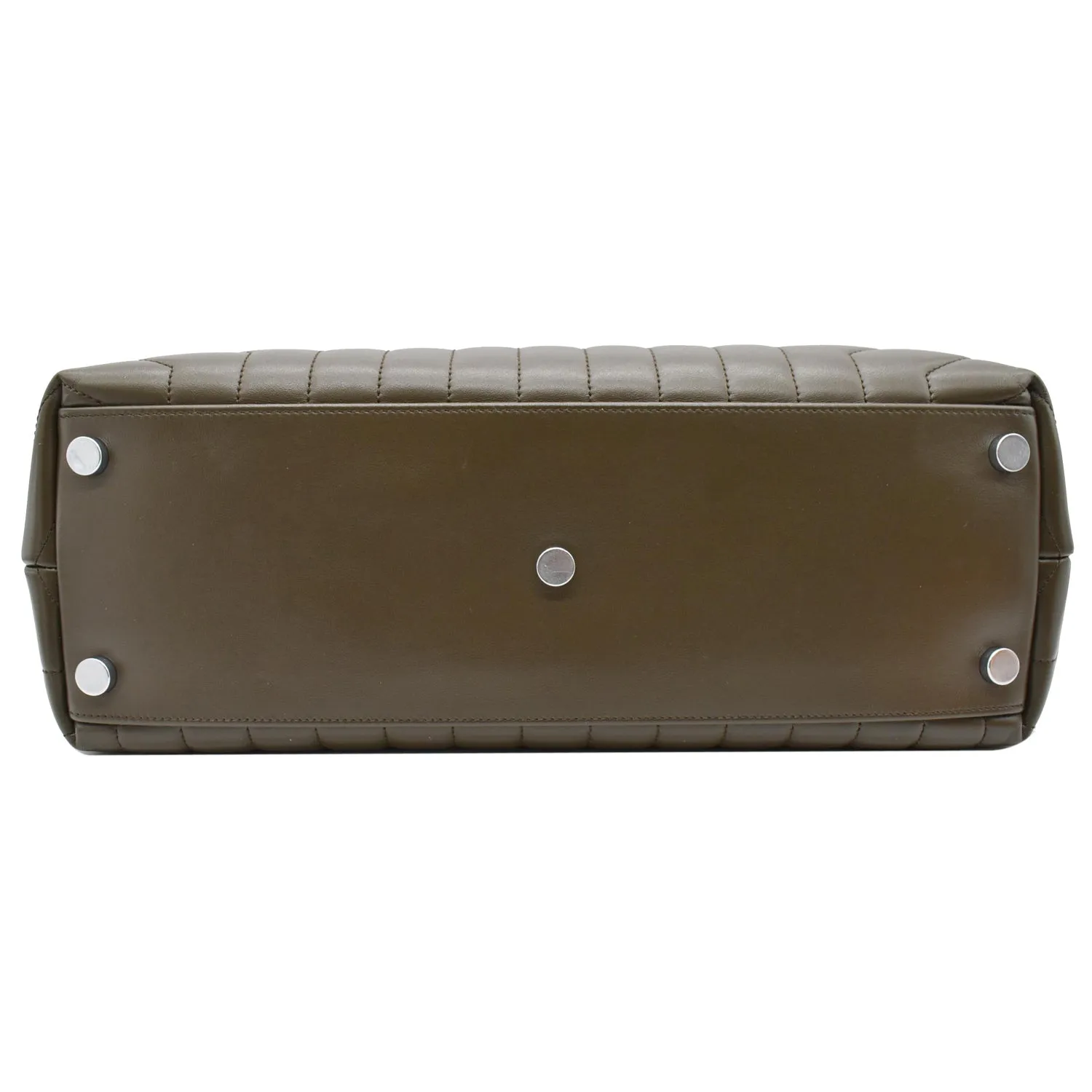 YVES SAINT LAURENT Large Loulou Calfskin Matelasse Chain Shoulder Bag Khaki Green