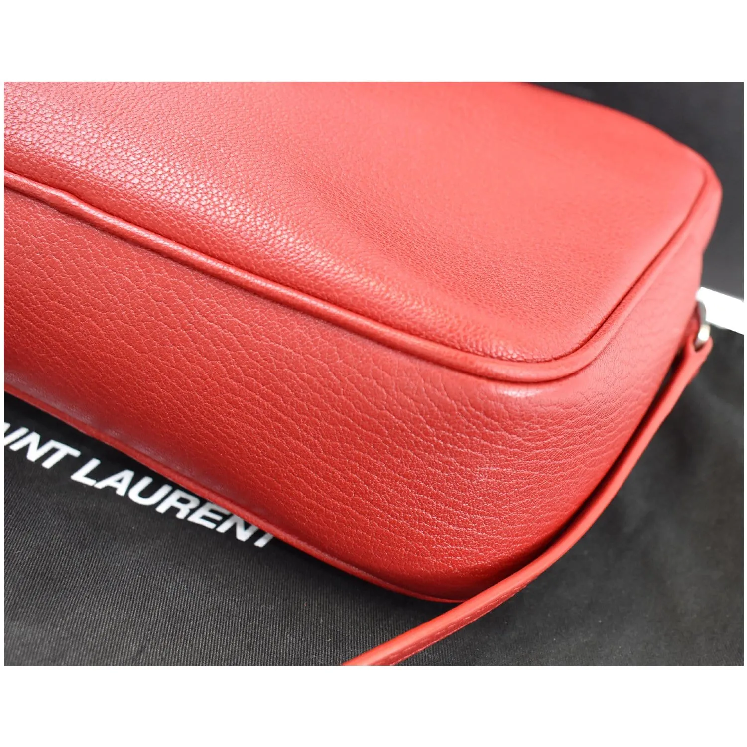 YVES SAINT LAURENT Lou Camera Monogram Leather Shoulder Bag Red