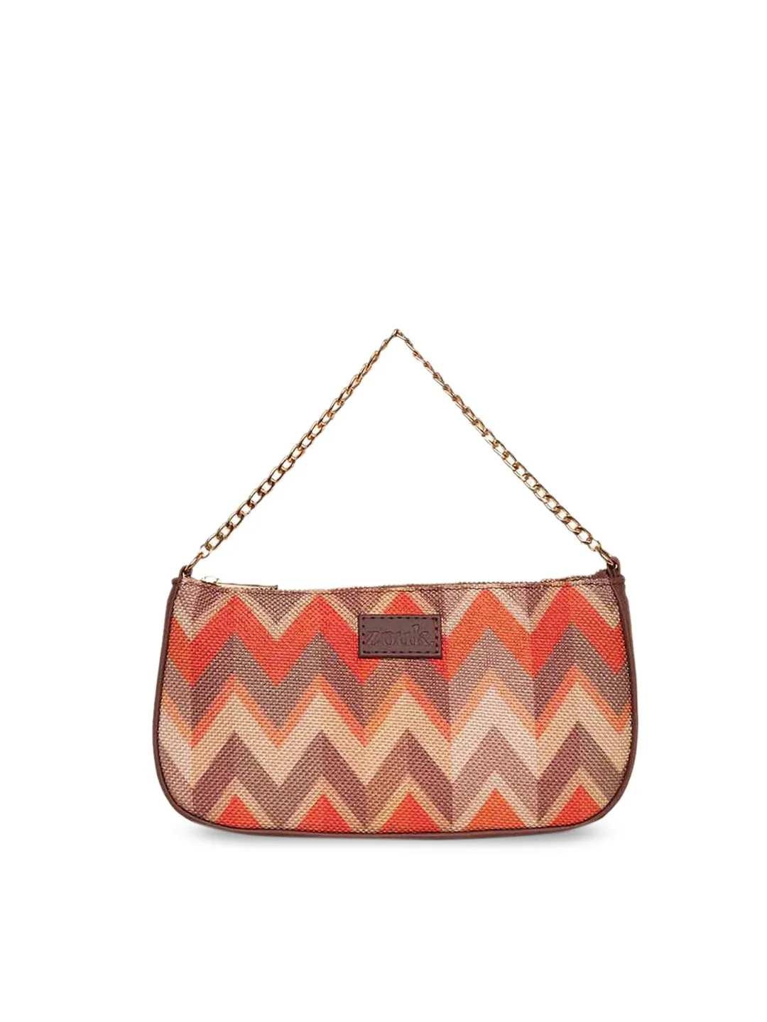 ZOUK Geometric Printed Structured Baguette Hobo Bag